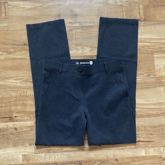 BETABRAND Petite M Gray Pull On Stretch Office Pants Yoga Career Minimalist Knit - Picture 7 of 15